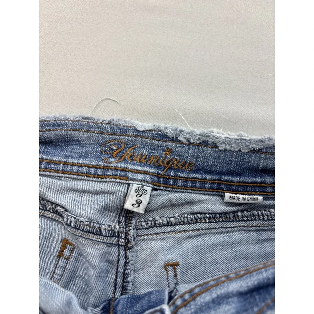 Younique Girls Size 3 Light Wash Frayed Hem Straight Leg Denim Jeans Blue